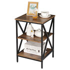 Versatile X-shaped Legs End Table 3-Tier Side Table Display Storage Home Table