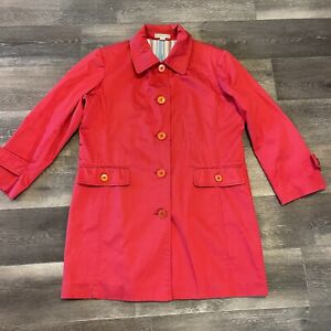 Pendleton Womens Medium Red Trench Long Coat Button Closure