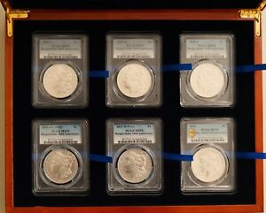 2021 Morgan & Peace Dollar 6 Coins in Display Box PCGS MS70 100th Anniversary
