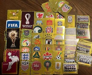 2022 FIFA World Cup Qatar Panini Sticker Gold Foil Team Logos & History PICK