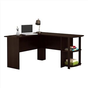 L-Shaped Desk with Hutch Wood Right-Angle Computer Desk Gaming Desk w/ Bookshef