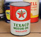 FULL * Nice 1940s era TEXACO INSULATED MOTOR OIL Old Solder Seam Tin 1 qt. Can