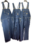 3 Mens Carhartt Overalls Denim Jeans Loose Fit Bibs Set Of THREE Size 42x30 NICE
