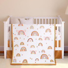 3 Pieces Boho Rainbow Crib Bedding Set for Girls or Boys, Standard Size Neutral