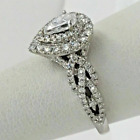 2.85Ct Pear Lab Created Diamond Halo Engagement Wedding 14K White Gold FN Ring