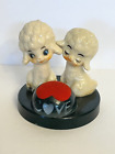 Vintage KITCH Lambs LOVE PIN CUSHION Valentine's heart figurine Hong Kong