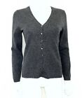 Lord & Taylor Charcoal Gray 100% Cashmere V-neck Sweater Cardigan Size S EUC
