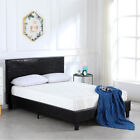Full Size Bed Frame with Headboard Wooden Slat Mattress Foundation Upholstered
