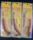 Lot of 3 New Creme Pre-rigged Texas Rigs, Pumpkin Chartreuse