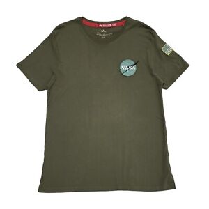 Alpha Industries Green Nasa Round Neck T-Shirt Mens UK Size XL DD150