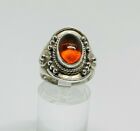 Fabulous Vintage Real Honey Baltic Amber Ring 925 Silver Size P1/2~Q #14812