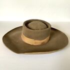 Vintage Stetson Gambler Hat 7 1/8 Distressed Worn Stained 3X Beaver Brown Cowboy