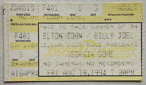 Elton John Billy Joel Original Used Concert Ticket Georgia Dome 19th Aug 1994
