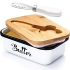 Large Butter Dish with Lid for Countertop Metal Knife Keeper Stainless Steel