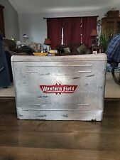 Western Field Vintage 1950’s ?  Camping Hunting Silver Ice Chest Metal Soda Pop