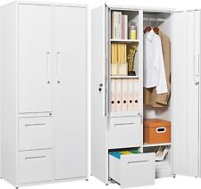 Metal Storage Cabinets with Drawers,Staff Locker Wardrobe with Lockable Doors