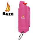 BURN Pepper Spray 1/2oz Keychain - Self Defense Safety Lock Case Molded Pink