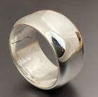 Wide Handmade Band Solid 925 Sterling Silver Ring Statement Band For Men& Women