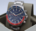 NEW AUTHENTIC FOSSIL BANNON CHRONOGRAPH SILVER NAVY BLUE RED BQ2771 MEN'S WATCH