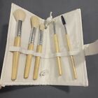 New Elf Bamboo Makeup Brush Set 5 Pieces With White Canvas Case