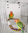 7 Inch Bird Mirror with Rope Perch Cockatiel Mirror for Cage Bird Toys