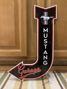 Ford Mustang Garage Sign Metal Arrow Vintage Style Wall Decor Tools Gas Oil Bar