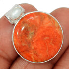 Composite Coral & Pearl 925 Sterling Silver Pendant Jewelry CP42156