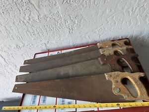 Vintage Superior Disston Lot Of 4 Wood Tool Hand Saw Handsaw Rip Crosscut