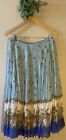 Spirit by Coldwater Creek Skirt Size 12 100% Silk Blue Pleated Floral Lined