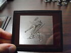 Unique Antique Glass Negative Art Drawing of Man Attacking Man with Gun