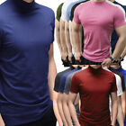 Mens Turtleneck T-Shirt Undershirt Gym Workout Shirt Slim Fit Short Sleeve Tee