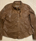 Men’s Overland Brown Lamb Leather Jacket XXL Button Up