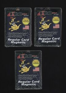 (3-Pack) Pro-Mold 35pt Magnetic Trading Card Holder Regular Size One-Touch w/ UV