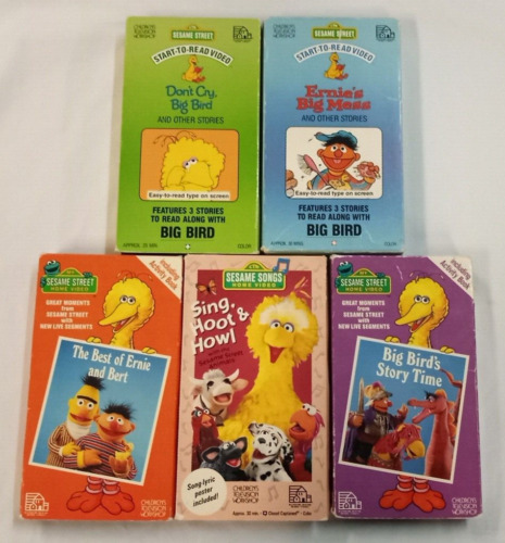 Sesame Street Lot Of 5 VHS Big Bird's Story Time, Best of Bert & Ernie +