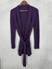 Ann Taylor sweater womens medium purple knit tie belt cardigan layers cozy comfy