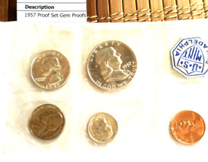 1957 US Silver Proof Set - 5-Coin - Gem Proof NO Envelope   #M45