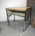 Vintage Anderson Hickey Industrial MCM Chrome Rolling Office Computer Desk