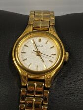 Pulsar Gold Tone Round Silver Tone Dial Brick Style Bracelet Band Watch 7 Inch