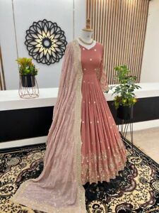 NEW FANCY INDIAN DESIGNER LOOK GOWN WITH STYLISH DUPATTA FOR  RECEPTION WEAR