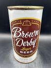 Brown Derby Lager Empty Flat Top Beer Can. Maier Brewing, Los Angeles, CA.