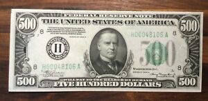 Excellent 1934-A St. Louis, Missouri $500 Five Hundred Dollar Bill Currency