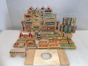 Vintage German Architectural  Wood  Building Blocks Puzzle Set  68 pcs