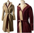 VTG Etienne Aigner Reversible Trench Coat Womens 8 Khaki Red Belted Leather Trim