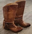 Corral Studded Western Cowgirl Boots Knee High Leather Multi Ankle Straps Sz 7.5