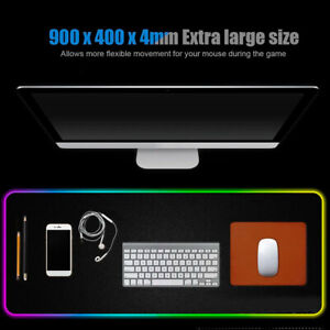 Gaming Mouse Pad RGB LED Light Computer Keyboard Mouse Mat  XXL Extra Large Size