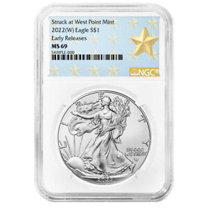 2022 (W) $1 American Silver Eagle NGC MS69 ER West Point Star Label