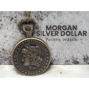 Morgan Silver Dollar Pocket Watch NEW Gift Coin Collector In God We Trust