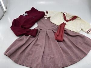 Vtg Dennis Girls School Uniform Red/White Jumper Blouse Sweater Size 7/8/10
