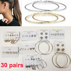 30 Pairs Wholesale Lot Jewelry Drop Stud Earrings Mixed Assorted Designs Colors