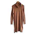 nwt J JILL camel brown cotton stretch knit cowl long sleeve sweater dress XS